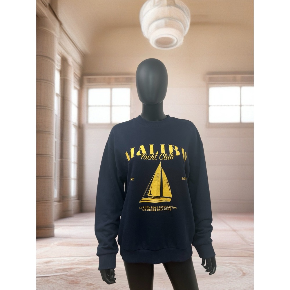 ASOS Malibu Yacht Club Graphic Sweatshirt‎ XS Navy - Picture 5 of 11
